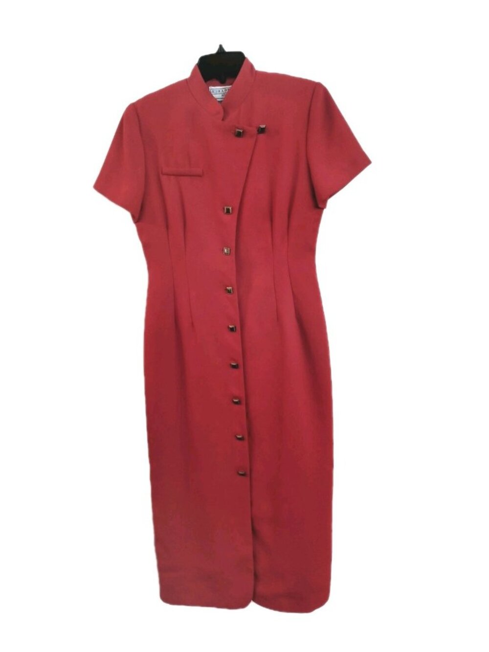 Vintage Jessica Howard Red  Linen Blend Short Sleeve Petite Dress Size 8P